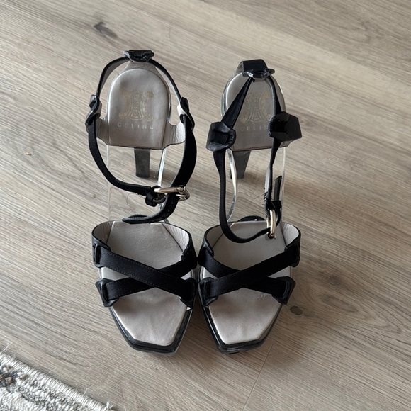 Celine Shoes - Authentic Celine Clear Black Strappy Heels Size 37 1/2